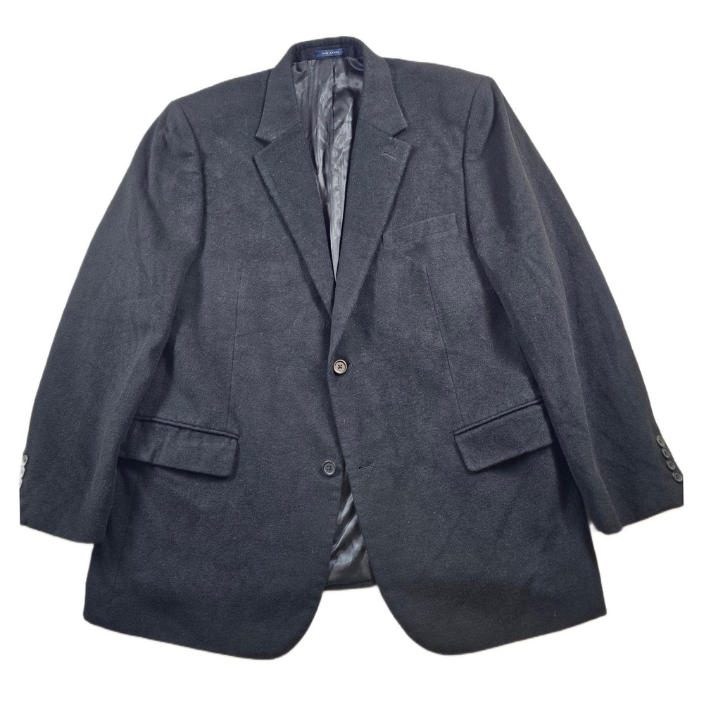 Club Room Silk Cashmere Blazer Mens 46R Black Two Button Wool Soft! Sport Coat